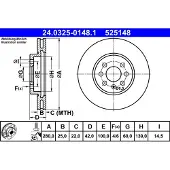 Ate Remschijf PowerDisc 24.0325-0148.1, 1 Stuk