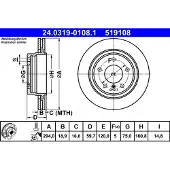 Ate Remschijf Power Disc 24.0319-0108.1, 1 Stuk
