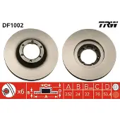TRW Remschijf DF1002 voorkant, geventileerd, sterk gecarboniseerd, 1 Stuk