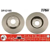 TRW Remschijf DF4219S voorkant, geventileerd, 1 Stuk