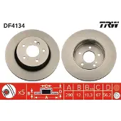 TRW Remschijf DF4134 achter, volledig, 1 Stuk