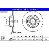 Ate Remschijf Power Disc 24.0313-0181.1, 1 Stuk