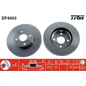 TRW Remschijf LUC DF4403 voorkant, geventileerd, sterk gecarboniseerd, 1 Stuk