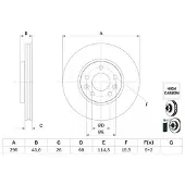 Bosch Remschijf 0 986 479 F05 voorkant, geventileerd, sterk gecarboniseerd, 1 Stuk