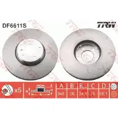 TRW Remschijf DF6611S voorkant, geventileerd, sterk gecarboniseerd, 1 Stuk
