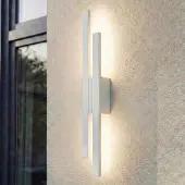 LINDBY LED-wandlamp buiten Sakari, wit / opaal, Aluminium, Modern, LED wandlamp buiten