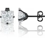 LGT JWLS Classic Stud Oorbellen Vierkant - Transparant Zwart-4mm