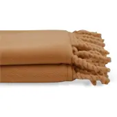Unique living - Fleece Plaid Met Franjes - 130x160 - Caramel