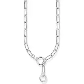Thomas Sabo Halsketting, Schakelketting met twee ringsluitingen en witte stenen Zilver, (925 zilver, 47 cm)