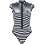 Seafolly - Clubhouse Cap Sleeve Zip Front One Piece - Badpak 36, grijs