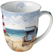 Ambiente Mok 0.4 L Beach Walk Wit wit Aardewerk Beker