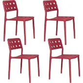 Housecraft living Serra Tuinstoel/ Eetkamerstoel Kunststof Rood - Set van 4