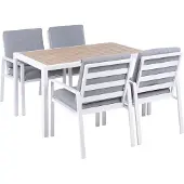 Beliani VISSO - Tuintafel met stoelen - Wit/Grijs - Aluminium