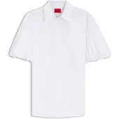 HUGO Dames Evergreen blouse wit (S), Casual, Katoen, Korte mouwen 50559499