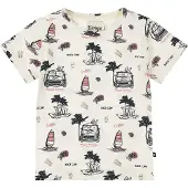 Dirkje T-shirt ecru Jongens Stretchkatoen Ronde hals All over print - maat 92
