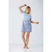 Hajo Blauw gestreept nachthemd | Maat 44/46
