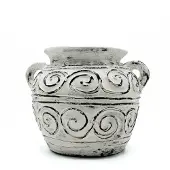 Ancient Wisdom Griekse klei plantenpot met handvatten - crème 15 cm