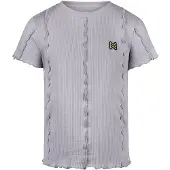 Koko Noko T-shirt grijsblauw Meisjes Stretchkatoen Ronde hals Effen - maat 122