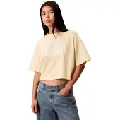 Calvin Klein Shirt 'HERITAGE' pasteelgeel / wit