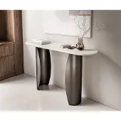 DELIFE Consoletafel Solena 135x40 cm marmer wit metaal zwart antiek