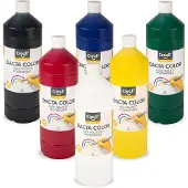 Creall Dacta Color premium Plakkaatverf - Set met 6 x 1000 ml flessen - 6 kleuren hoge kwaliteit schoolverf – waterbasis - acryl - Uitwasbaar, Vegan & Glutenvrij