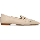 Manfield Off white leren loafers met gouden studs | Maat 39