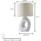 LINDBY Tafellamp Thalassia, wit / opaal, Woon-/ Eetkamer, Textiel / Stof / Zijde, Scandinavisch, Tafellamp