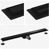 vidaXL 2 in 1 Doucheafvoer Zwart 100 cm Roestvrij staal 304