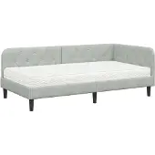 vidaXL Hoek Bed Frame Lichtgrijs 90 x 190 cm Fluweel