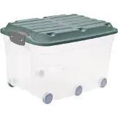 Rotho opbergbox Roller 6 met deksel en wielen, 59,5 x 40 cm, 57 liter, kleur: mistletoe groen