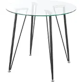En.casa Glazen tafel Huittinen rond 72x80 cm zwart en transparant