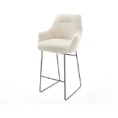 DELIFE Barstoel Alja-Flex Pluchen Crème-wit Sledeonderstel metaal zwart Zwart Pocketvering