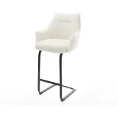 DELIFE Barstoel Alja-Flex Bouclé zacht Beige Vrijkantelframe plat metaal Zwart Pocketvering