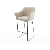 DELIFE Barstoel Yulo-Flex Zachte Geweven stof Beige Sledeonderstel metaal zwart Zwart