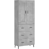 vidaXL Hoge kast 69,5x34x180 cm bewerkt hout betongrijs