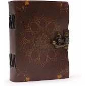 Ancient Wisdom Leren Lotus Mandala notitieboek met scheprand (7x5")