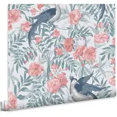 Laura Ashley Osterley Rosewood Behang - Bloemen en Dieren - 10mx52cm - Blauw