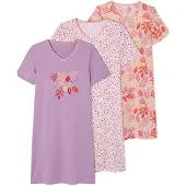Damart - Set van 3 nachthemden - Dames - Violet - 46-48 (L)
