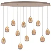 Highlight Champagne Egg LED Hanglamp | 12-lichts | 60W 2700K 5400lm | 140 cm | Dimbaar | Champagne + amber