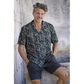 Ringella Heren doorknoopshortama blauw paisley | Maat 52