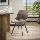 Dimehouse Moderne Eetkamerstoel Riviera Rich Champagne Draaibaar Zonder Armleuningen - Chenille - Scandinavisch & Basic