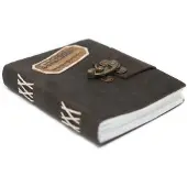 Ancient Wisdom Leren zwart notitieboekje met slot (18x13 cm)