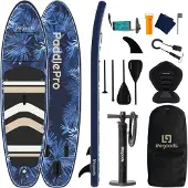 LifeGoods PaddlePro SUP Board - met Zitje - Opblaasbaar Paddle Board - Complete Set - Max. 150KG - 320x81cm - Tropical Blauw