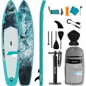LifeGoods SUP Board Touring - met Zitje - 165 KG Draagkracht - 365 x 76 cm - Opblaasbaar - Compleet Sup pakket - Donkerblauw