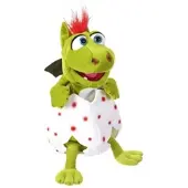 Living puppets Kleine Gregor in het Ei | handpop draakje van 36 cm | klapmondprincipe | geschikt voor kinderen en volwassenen | handopening onderaan, pop bespeelbaar via het ei