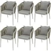 Axi Faye Set van 6 Tuinstoelen in Beige | Tuinstoel van Aluminium/Polyester & inclusief Zitkussens van Olefine | Stoel Weerbestendig voor Tuin / Buiten - Draagvermogen tot 120 kg
