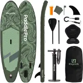 LifeGoods SUP Board Allround Compact - met Zitje - 100 KG Draagkracht - 300 x 76 cm - Opblaasbaar - Compleet SUP pakket - Groen/Legergroen