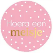 Kassaplan Stickers Hoera Een Meisje Ø40mm 250st Verschillende verschillende Papier
