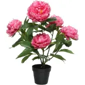 Décoris Kunstplant Pioenroos H57cm Fuchsia Roze roze Polyester Kunstplant
