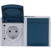 Busch-Jaeger ABB 2CKA002084A0720 Geaard stopcontact IP44 Blauw-groen, Grijs-wit (RAL 7035)